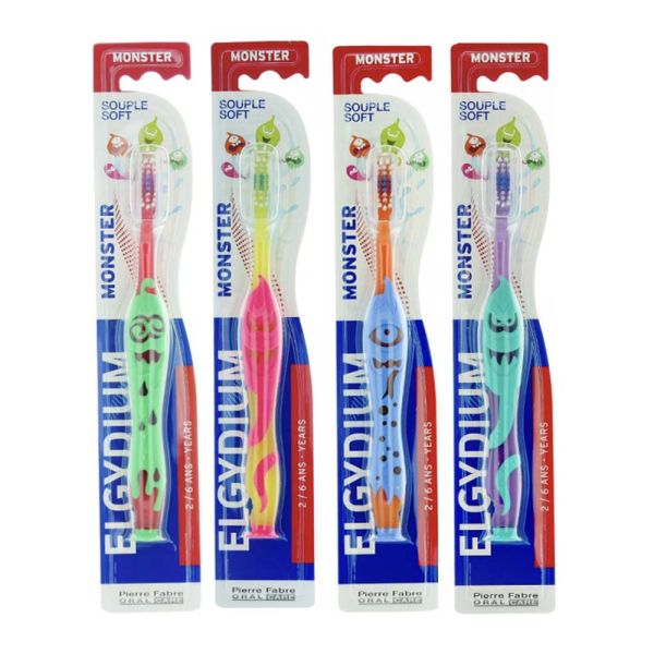 ELGYDIUM KIDS MONSTER Brosse à dents, 3 rangs, pour enfant, unité