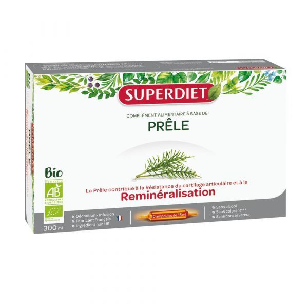 Superdiet Prêle Bio - coffret 20 ampoules de 15 ml