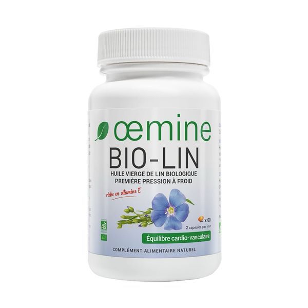 OEMINE BIO LIN Capsule, complément alimentaire d'huile de lin bio, bt 60