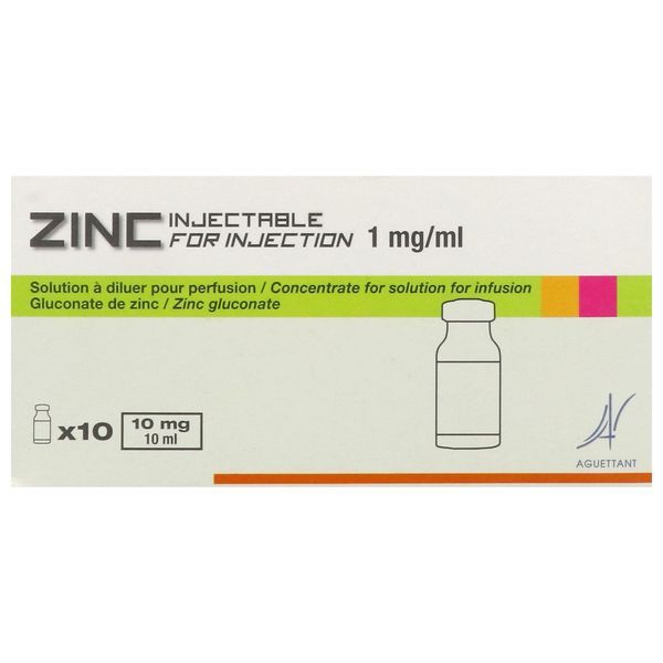 Zinc Injectable A 1 Mg/Ml Solution Injectable Pour Perfusion B/10
