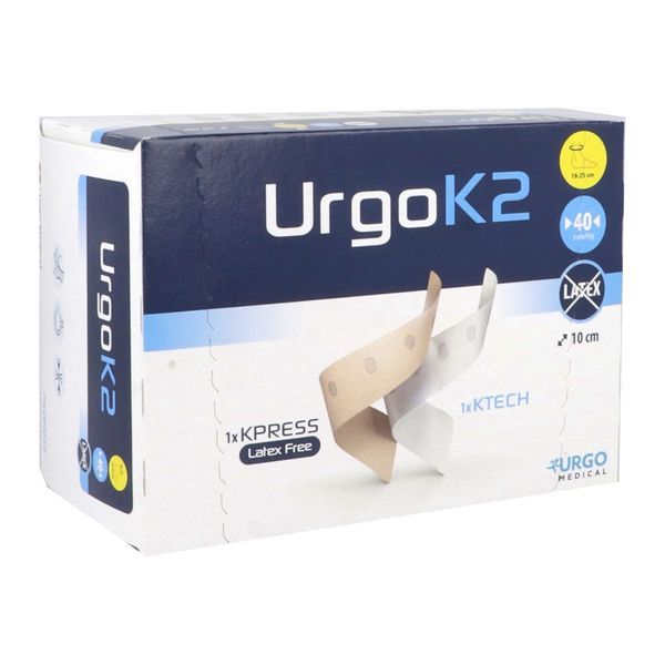 URGOK2 KIT LATEX FREE Système de compression multitype bi-bande, sans latex, 18 cm - 25 cm, largeur 10 cm, unité