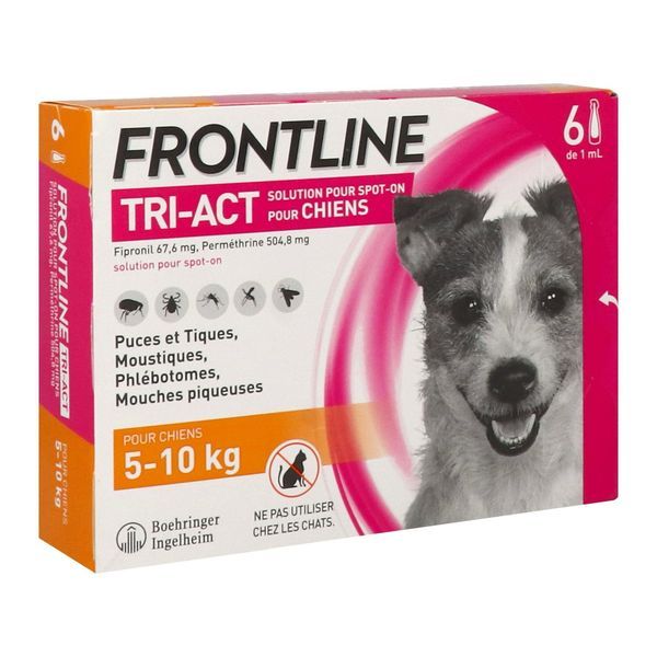 Frontline Tri-Act Solution Pour Spot-On Pour Chiens 5-10Kg (S) Pipette 1 Ml 6