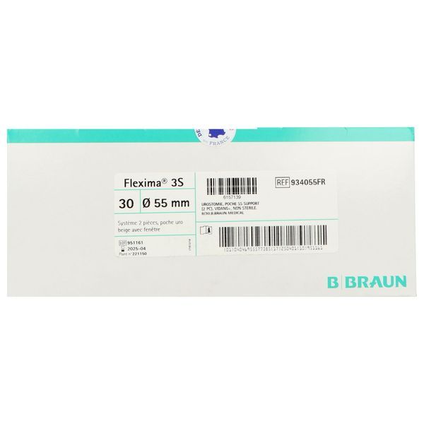 FLEXIMA 3S URO Poche vidangeable, système 2 pièces avec anneau flottant, opaque, diamètre 55 mm (ref. 934055FR), bt 30