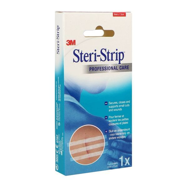 STERISTRIP Bandelette adhésive pour suture, stérile, 6 mm x 75 mm (ref. 1541), bt 3 bandelettes