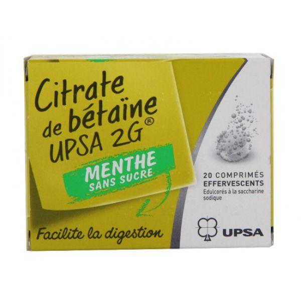 Citrate De Betaine Upsa 2 G Menthe Sans Sucre Comprime Effervescent Edulcore A La Saccharine Sodique B/20