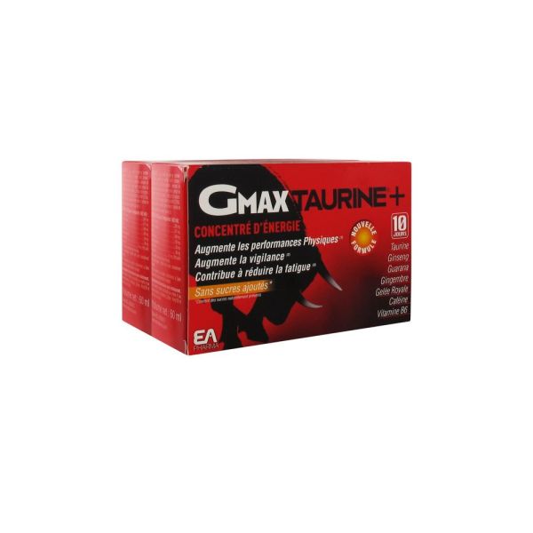 EA Pharma Gmax-Taurine+ Lot de 2 x 30 Ampoules