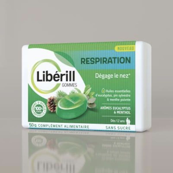 LIBERILL GOMMES RESPIRATION Gomme, complément alimentaire à base d'huiles essentielles de plantes, bt 50 g