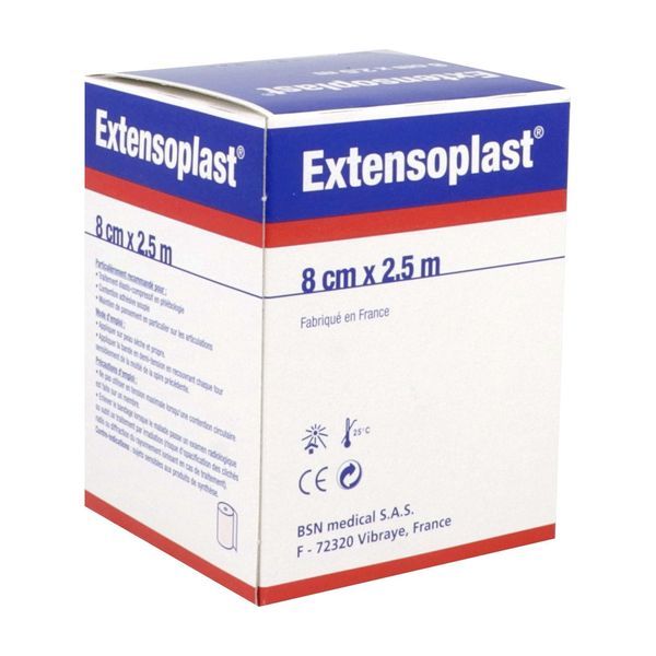 EXTENSOPLAST Bande de contention adhésive, élastique tous sens, 2,5 m x 8 cm (ref. 410305), unité