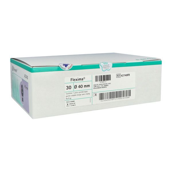 FLEXIMA ROLL'UP PLAN MIDI Poche vidable, système 1 pièce, clamp souple intégré, opaque, prédécoupée, diamètre 40 mm (ref. 42740FR), bt 30
