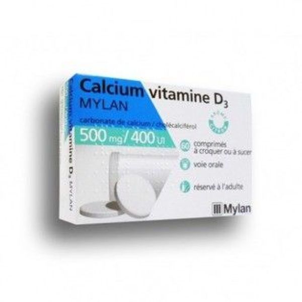 Calcium Vitamine D3 Mylan 500 Mg/400 Ui Comprimes A Sucer Ou A Croquer B/60