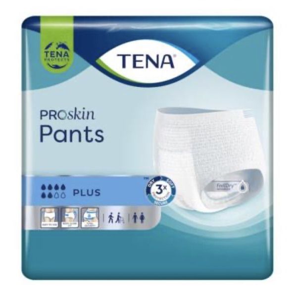 TENA PANTS PROSKIN PLUS Slip absorbant jetable labellisé, pour incontinence urinaire, adulte, extralarge (ref. 792727), sac 12