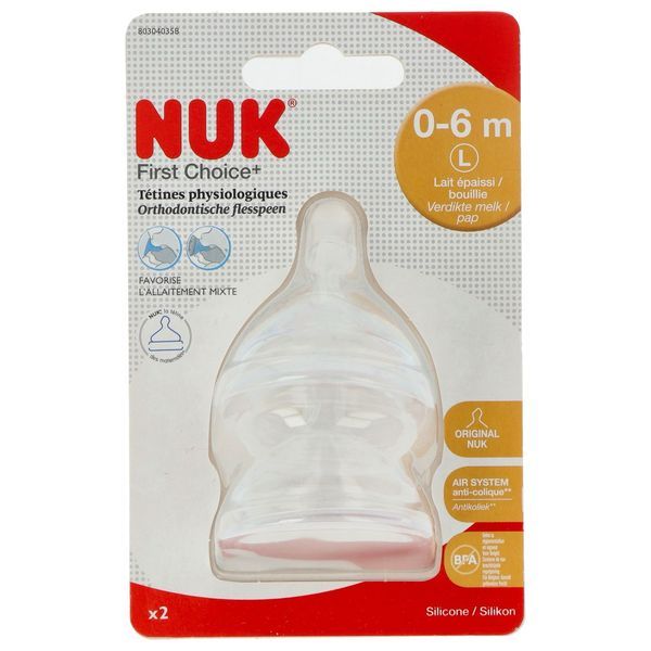 Nuk First Choice Tetines Physiologiques Air System Silicone Liquide Epais L T1 2