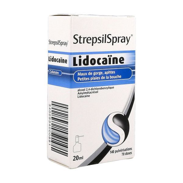 Strepsilspray (A La Lidocaine) Collutoire 1 Flacon(S) Pulverisateur(S) En Verre Avec Pompe(S) Doseuse(S) De 20 Ml