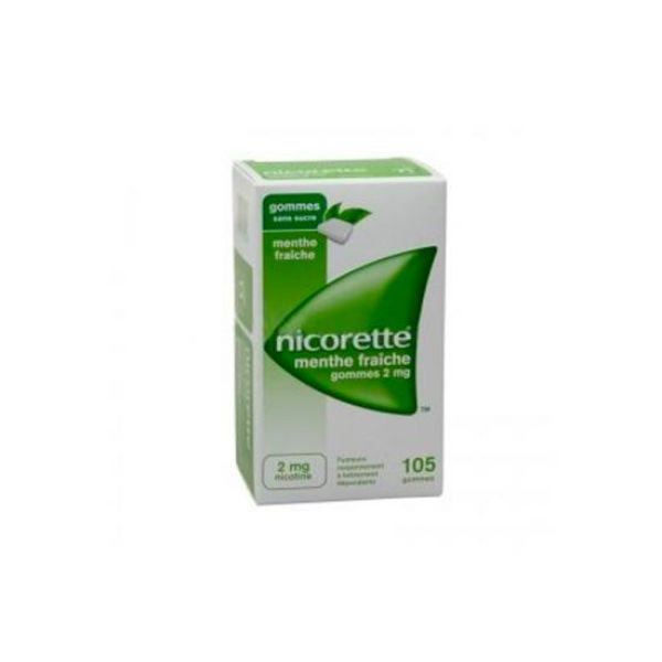 Nicorette Menthe Fraiche 2 Mg Sans Sucre (Nicotine) Gommes A Macher Medicamenteuses Edulcorees Au Xylitol Et A L'Acesulfame Potassique B/105