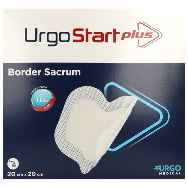 URGOSTART PLUS BORDER SACRUM Pansement adhésif avec matrice TLC-NOSF et fibres poly-absorbantes, sacrum, 20 cm x 20 cm, bt 16