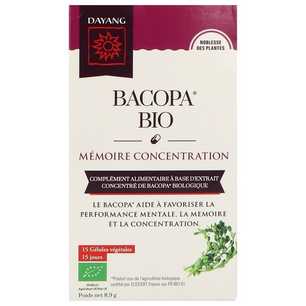 DAYANG PLANTE UNITAIRE BIO BACOPA Gélule, complément alimentaire à base de bacopa, bt 15