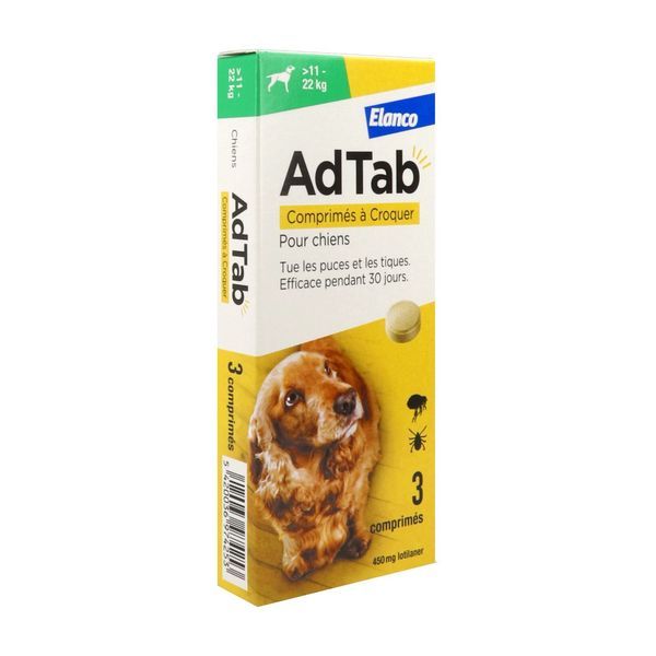 Adtab 450Mg Comprime A Croquer Pour Chiens (11-22Kg) Plaquette 3