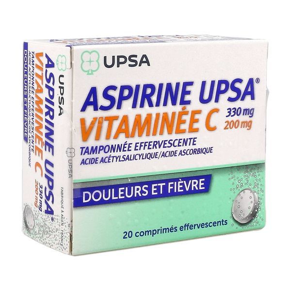 ASPIRINE UPSA VITAMINE C TAMPONNEE EFFERVESCENTE Comprimé effervescent, boîte 2 tubes 10