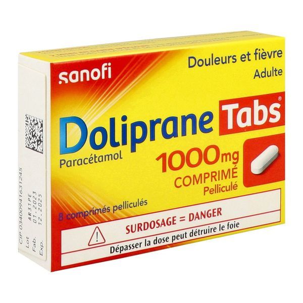 Paracetamol Actavis 1000 Mg Comprimes Pellicules Secables B/8