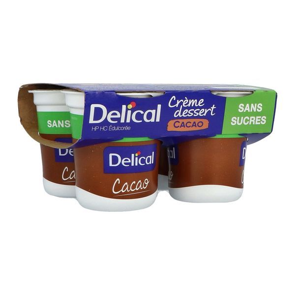 DELICAL CREME DESSERT HP HC EDULCOREE Denrée alimentaire destinée à des fins médicales spéciales, cacao, 200 g x 4