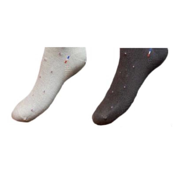 LEGGER 2 HOMME CASUAL ECO - FIBRE PLUS Chaussette médicale de compression classe 2, fine, motif pixels, mollet fort, gris clair, long, taille 3, paire