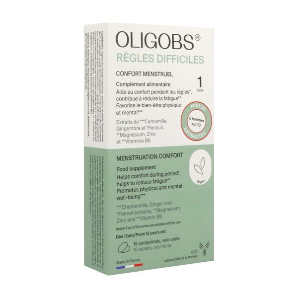 OLIGOBS REGLES DIFFICILES Comprimé, complément alimentaire pour les règles douloureuses, bt 15