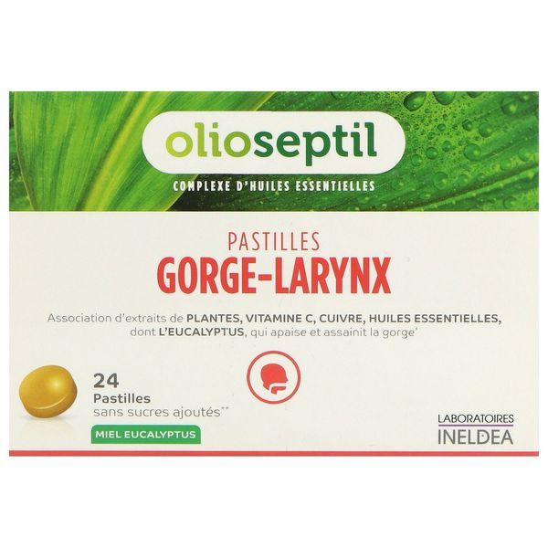 OLIOSEPTIL PASTILLES GORGE - LARYNX Pastille, complément alimentaire aux huiles essentielles et extraits de plantes, bt 24