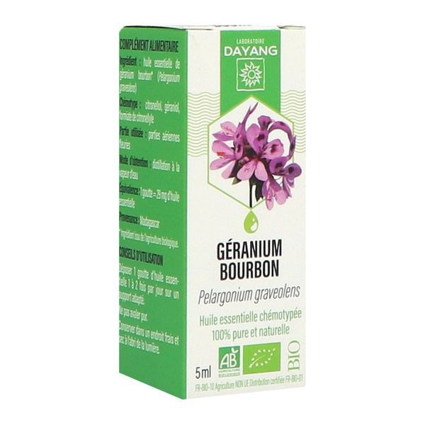 DAYANG HUILE ESSENTIELLE BIO Huile essentielle, complément alimentaire à base de géranium bourbon HECT, fl 5 ml