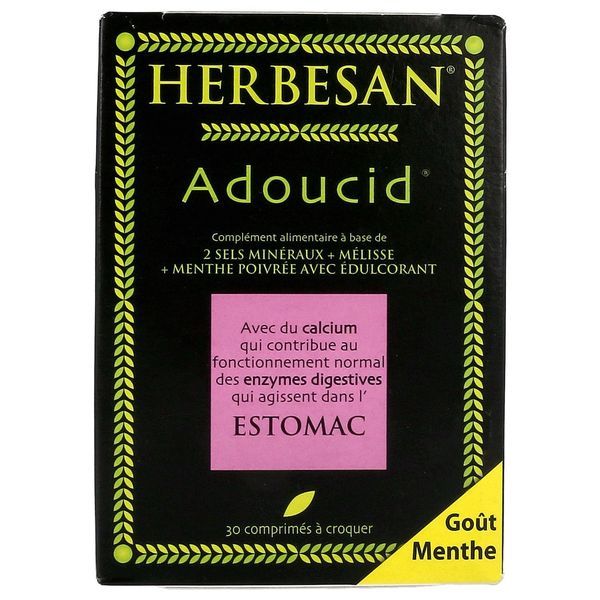 HERBESAN ADOUCID ESTOMAC COMPRIME MENTHE Comprimé à croquer, complément alimentaire à visée digestive, bt 30