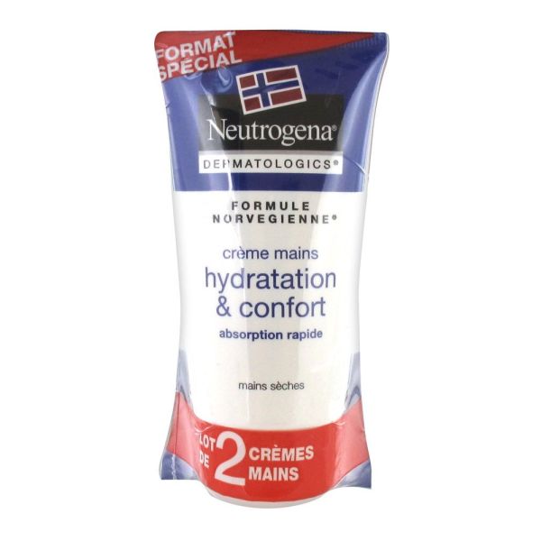 Crème Mains Hydratation Et Confort Absorption Rapide 2X75Ml Neutrogena