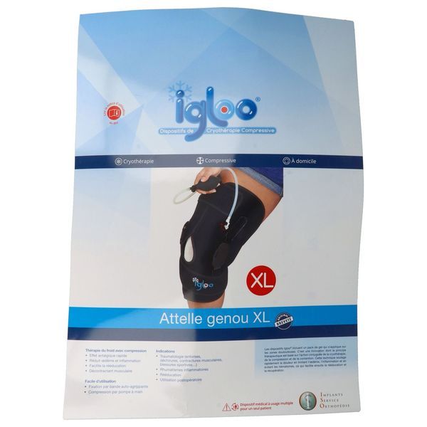 IGLOO ATTELLE DE GENOU SOUPLE Attelle de genou souple, compressive, renforcée, XL pour cryothérapie, unité
