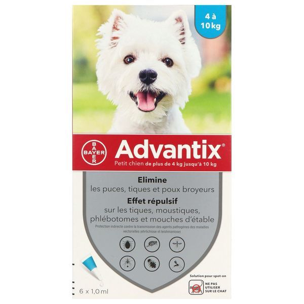 ADVANTIX PETIT CHIEN Spot on, solution cutanée antiparasitaire externe, petit chien, bt 6