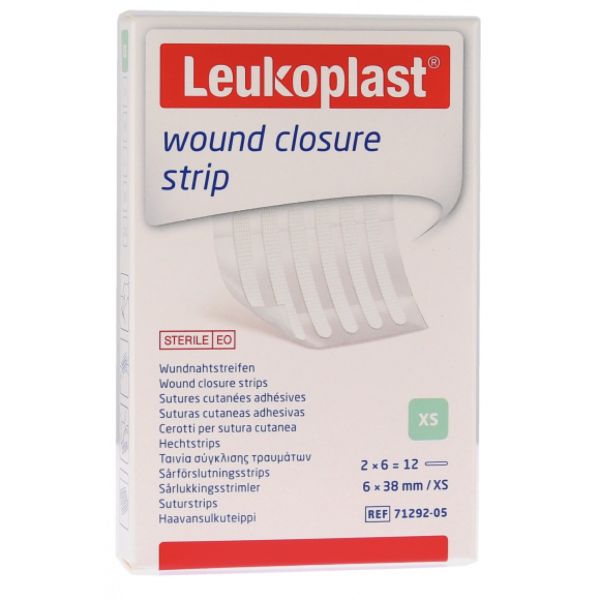 LEUKOPLAST WOUND CLOSURE STRIP Bandelette adhésive pour suture stérile, small, 3 mm x 75 mm (ref. 71292 12), bt 10
