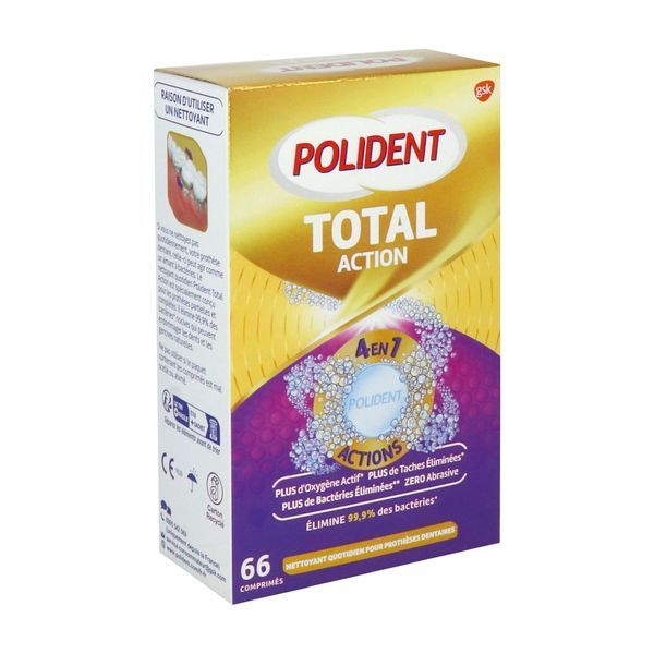 Nettoyant Pour Appareils Dentaires X66 Comprimes Total Action Polident