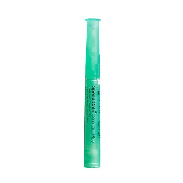 SPEEDICATH COMPACT PLUS Sonde vésicale autolubrifiée, droite, type Nélaton, compacte, pour femme, CH 14, godet vert (ref. 288140), bt 30