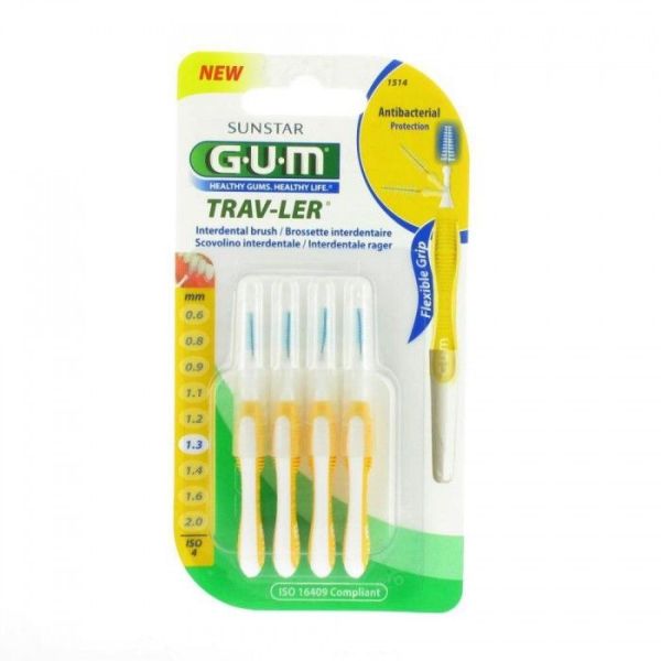 Gum brossettes 1514 trav-ler 4 brossettes de voyage 1.3 mm