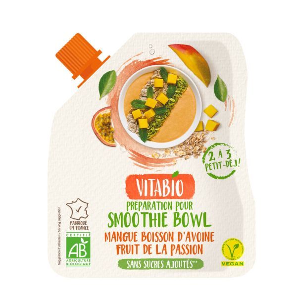 Vitabio Base pour smoothie bowl Mangue, Avoine de France, Fruit de la passion...