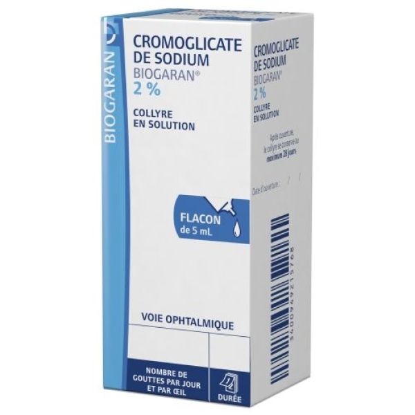 Cromoglicate De Sodium Biogaran 2 % Collyre En Solution 5 Ml En Flacon