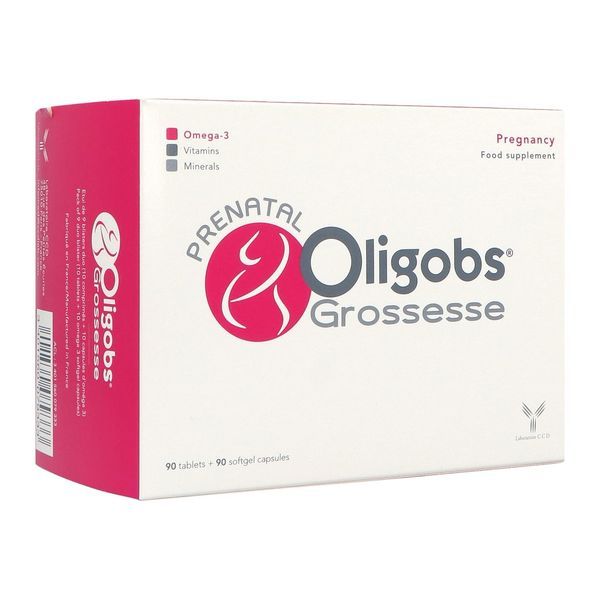 OLIGOBS GROSSESSE Comprimé + capsule, complément alimentaire avec vitamines, minéraux et oméga 3, bt 180 (90 + 90)