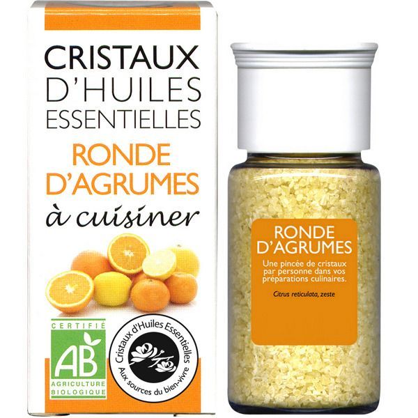 Aromandise Cristaux d'huiles essentielles Ronde d'Agrumes BIO - flacon de 10 g