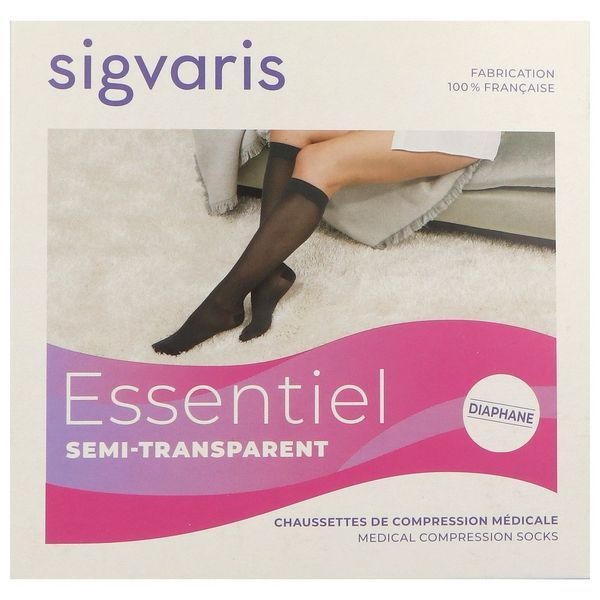 Sigvaris Essentiel Semi-Transparent Classe 1 Chaussette Noir Small Long 2