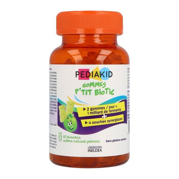Pediakid P'tit biotic gommes probiotiques pomme - pilulier 60 oursons