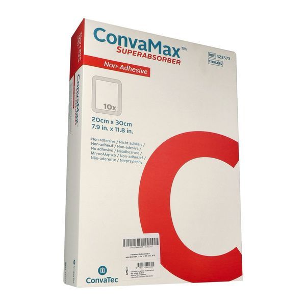 CONVAMAX SUPERABSORBANT NON - ADHESIF Pansement hydrocellulaire superabsorbant non adhésif, stérile, 20 cm x 30 cm (ref. 422573), bt 10
