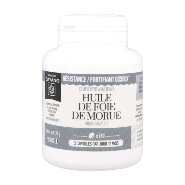 DAYANG CAPSULE HUILE DE FOIE DE MORUE FORTIFIANT GENERAL Capsule, complément alimentaire fortifiant à l'huile de foie de morue, pilulier 180