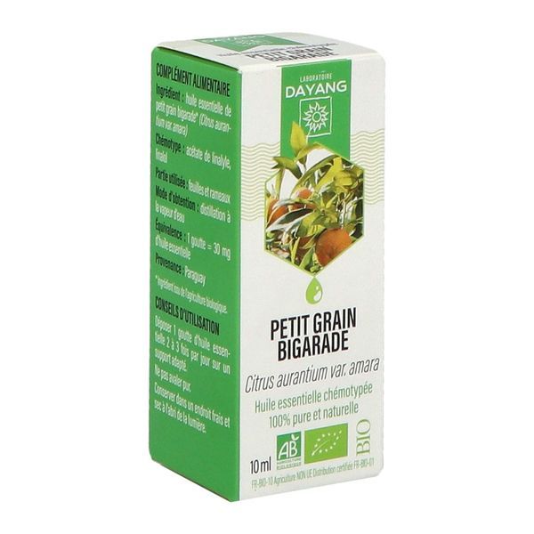 DAYANG HUILE ESSENTIELLE BIO Huile essentielle, complément alimentaire à base de petit grain bigarade HECT, fl 10 ml