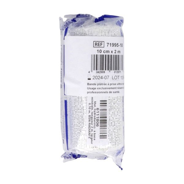 BIPLATRIX Bande plâtrée pour immobilisation, à prise ultrarapide 1 minute 35, 2 m x 10 cm (ref. 600100), unité