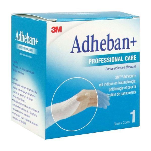 ADHEBAN PLUS Bande de contention adhésive, élastique, hypoallergénique, sans latex, 3 cm x 2,5 m (ref. 2987A), unité