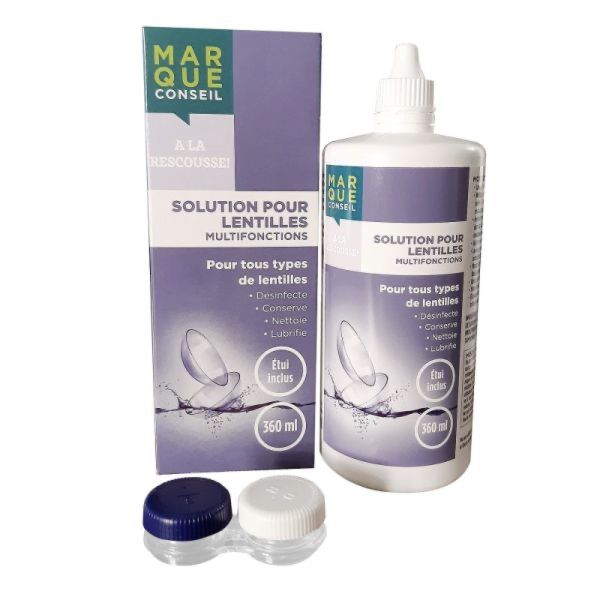 MARQUE CONSEIL SOLUTION POUR LENTILLES MULTIFONCTIONS Solution multifonction stérile pour lentilles de contact, fl 360 ml