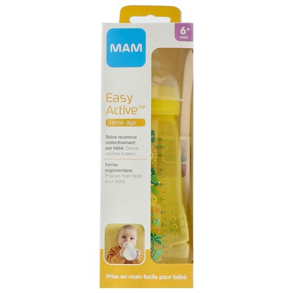 MAM EASY ACTIVE BIBERON Biberon à vis complet, 2ème âge, débit X, coloré, 330 ml, unisexe, unité