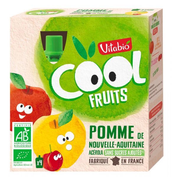 Vitabio Gourde Cool Fruits Pomme BIO - 4 x 90 g
